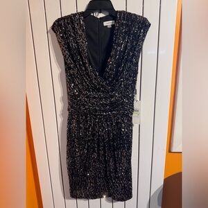 Calvin Klein Dresses | Calvin Klein Gold/Black Sparkling Dress | Size 4